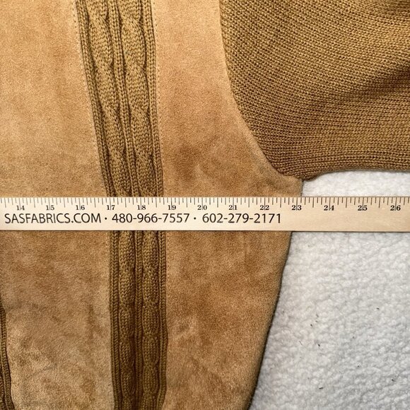 Vintage Hill & Archer V Neck Acrylic and Leather Sweater Large Brown Grandpa - Picture 6 of 7